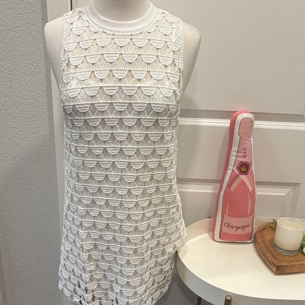 EUC Mango White Crochet Shift Dress